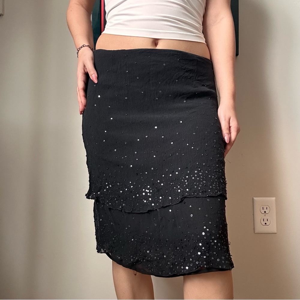 Vintage Talbots Black Sequin Pencil Skirt
